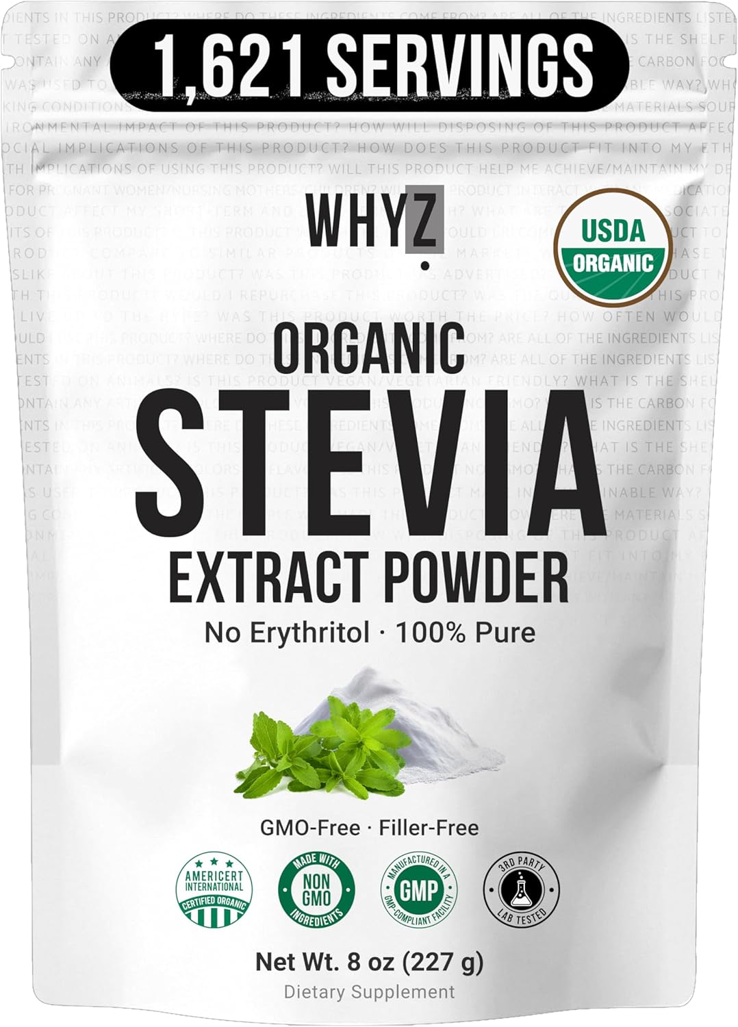glutathione stevia WHYZ Organic Powder, 8oz, USDA Organic, Zero Calorie, 1600+ Servings Options:1 Box (3ea) ready to ship ghk cu cycle reddit