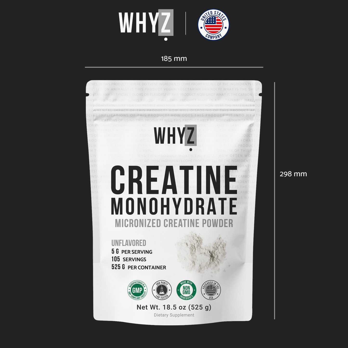 Creatine Monohydrate Powder, 525g, Micronized & Unflavored, Creatine Supplement for Men & Women, Muscle Support, Strength & Recovery, 105 Servings