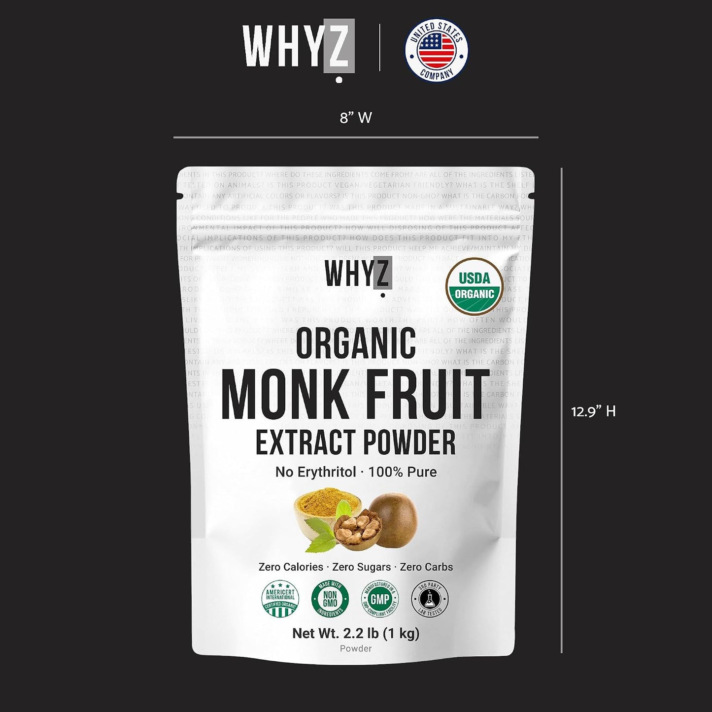 Organic Monk Fruit Extract Powder, 525g, 1693 Servings
