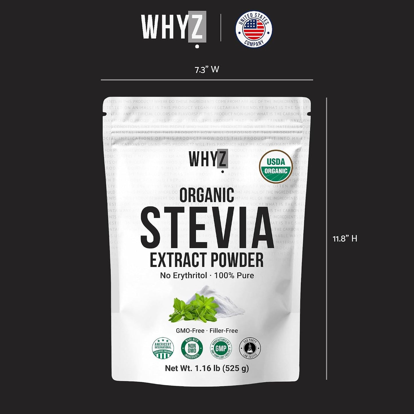 Organic Stevia Extract Powder,Zero Calorie, Pure Stevia Extract, 525 g