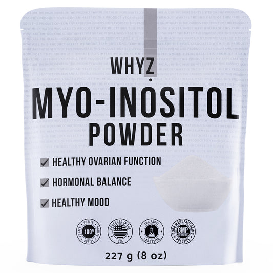 WHYZ Myo-Inositol Powder, 8oz, Natural Myo Inositol Supplement for Ovarian Support, Fertility and Hormonal Balance, Pure Inositol Powder, Myo-Inositol Supplement for Energy, Brain Health, 454 Servings