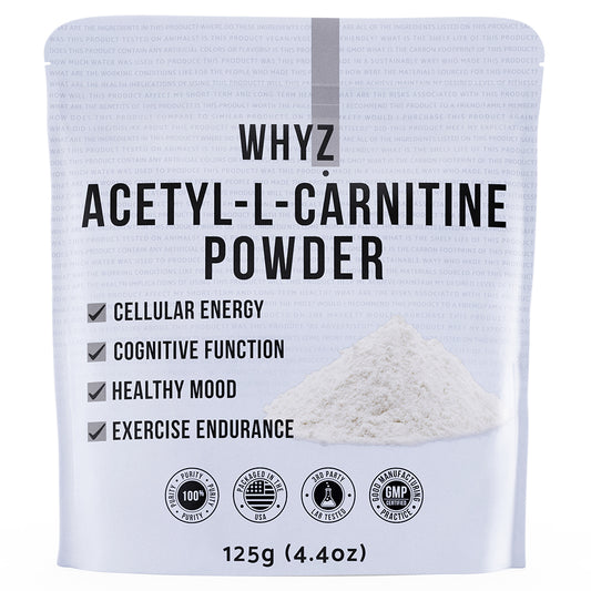 WHYZ Acetyl L Carnitine Powder, 125g, Fat Metabolism & Memory Supplement, 250 Uses