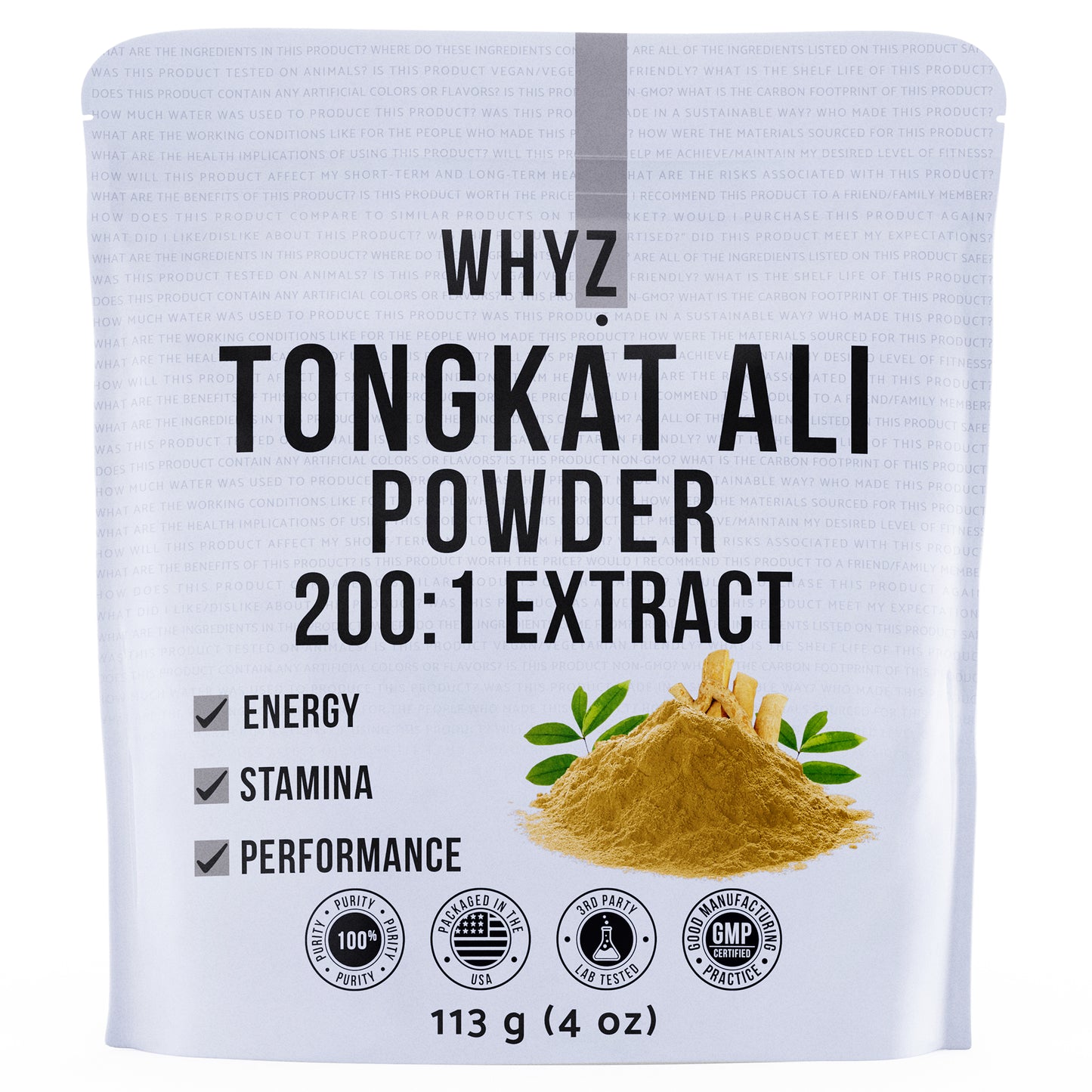 WHYZ Tongkat Ali Powder 113g, Pure Longjack Extract, Boost Performance & Well-being, 323 Servings