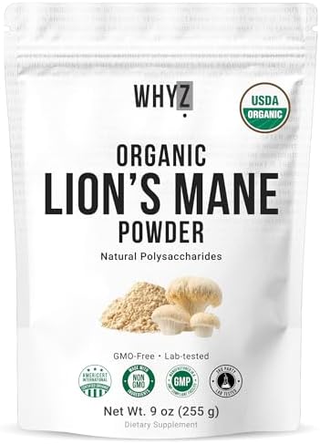 WHYZ Organic Lion's Mane Mushroom Powder 255g - supplement facts label