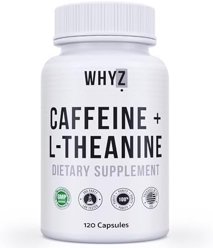 WHYZ Caffeine Pills with L-Theanine 120 Capsules Nootropic - supplement facts label