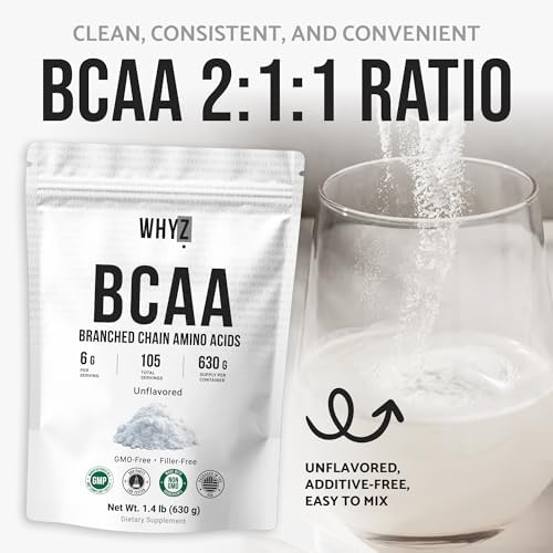 WHYZ BCAA Powder 2:1:1 Branched Chain Amino Acids 630g - serving suggestion
