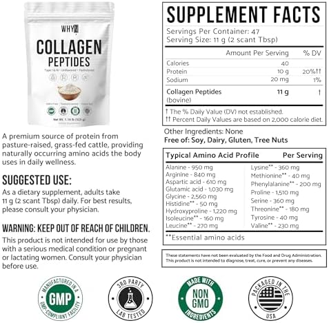 WHYZ Bovine Collagen Peptides Hydrolyzed Powder - back of package