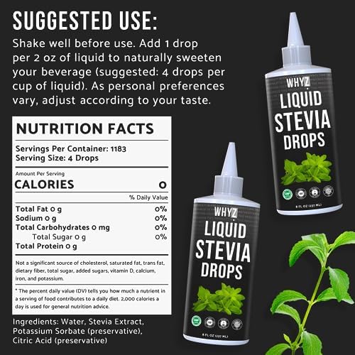 WHYZ Liquid Stevia Drops 8oz - back of package