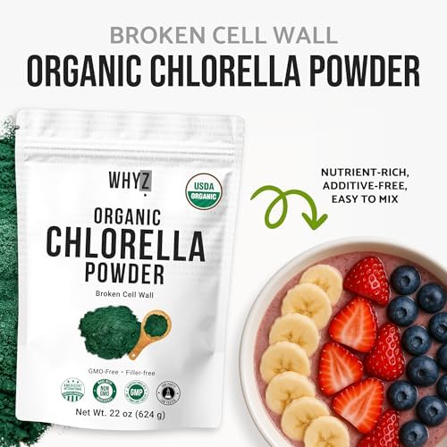 WHYZ Organic Chlorella Powder 22oz Raw Superfood - serving suggestion