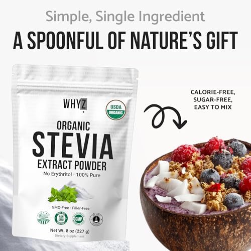 WHYZ Organic Stevia Extract Powder 8oz - serving suggestion