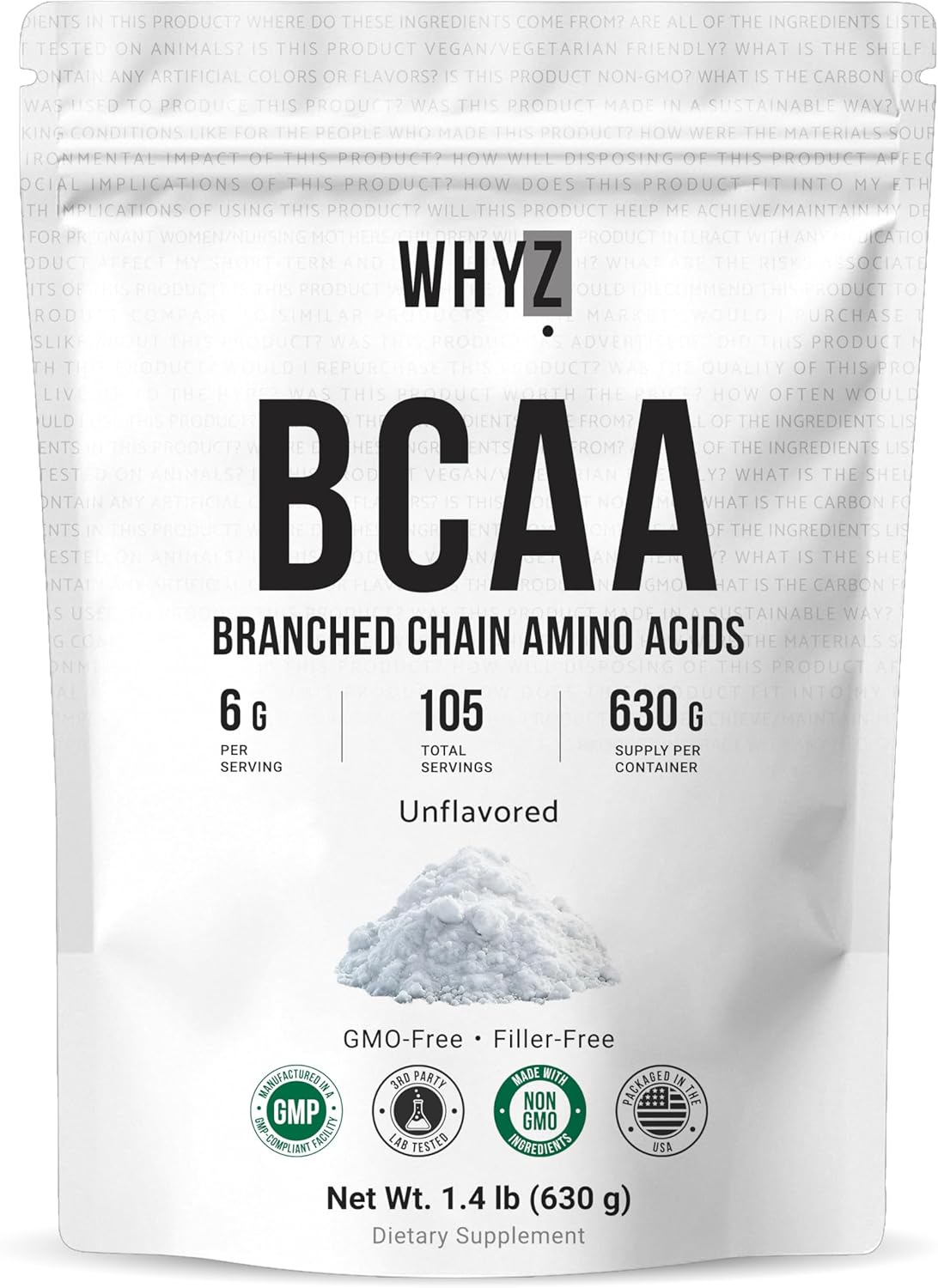 WHYZ BCAA Powder 2:1:1 Branched Chain Amino Acids 630g