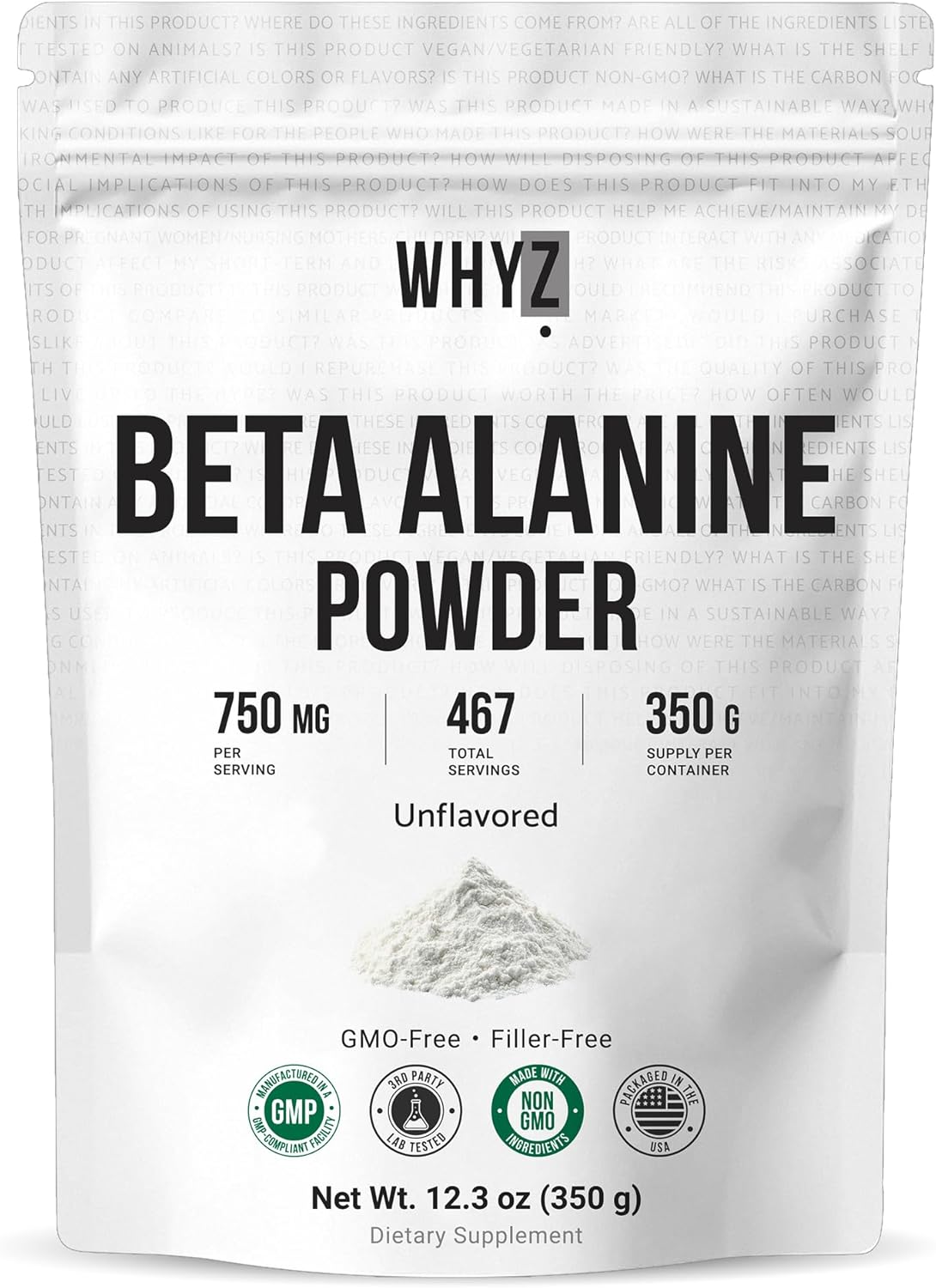 WHYZ Beta Alanine Pre-Workout Powder 350g - ingredient details