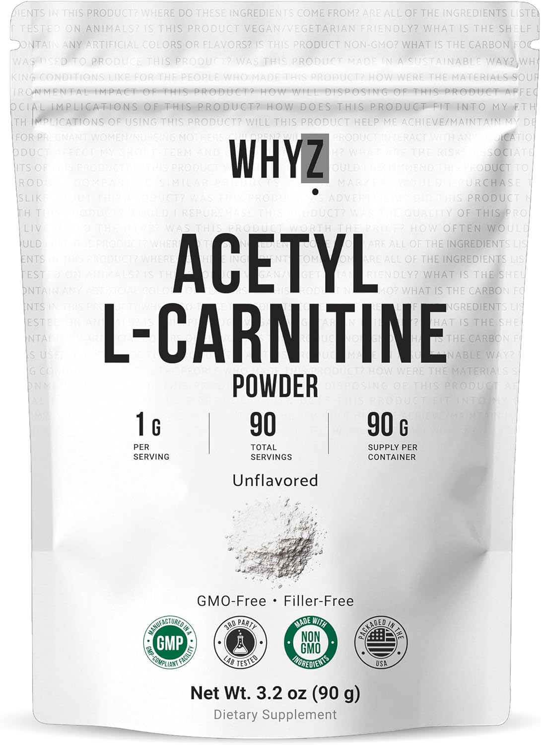 WHYZ Acetyl L-Carnitine ALCAR Powder 90g