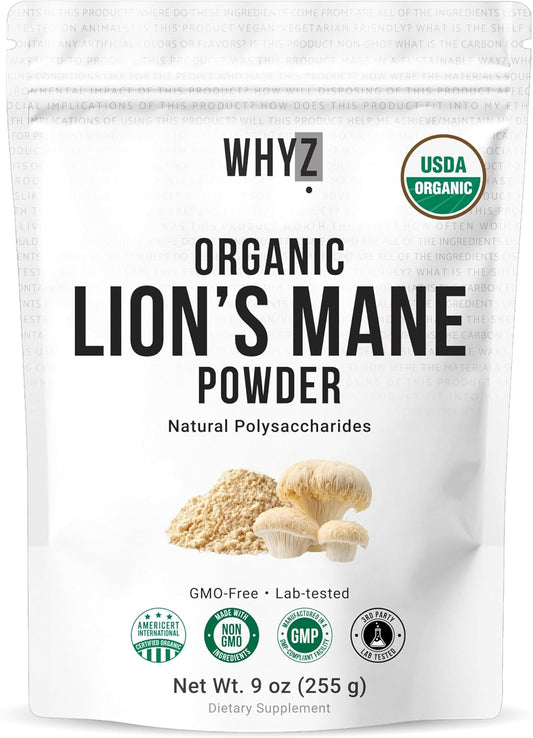 WHYZ Organic Lion's Mane Mushroom Powder 255g