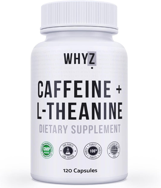 WHYZ Caffeine Pills with L-Theanine 120 Capsules Nootropic