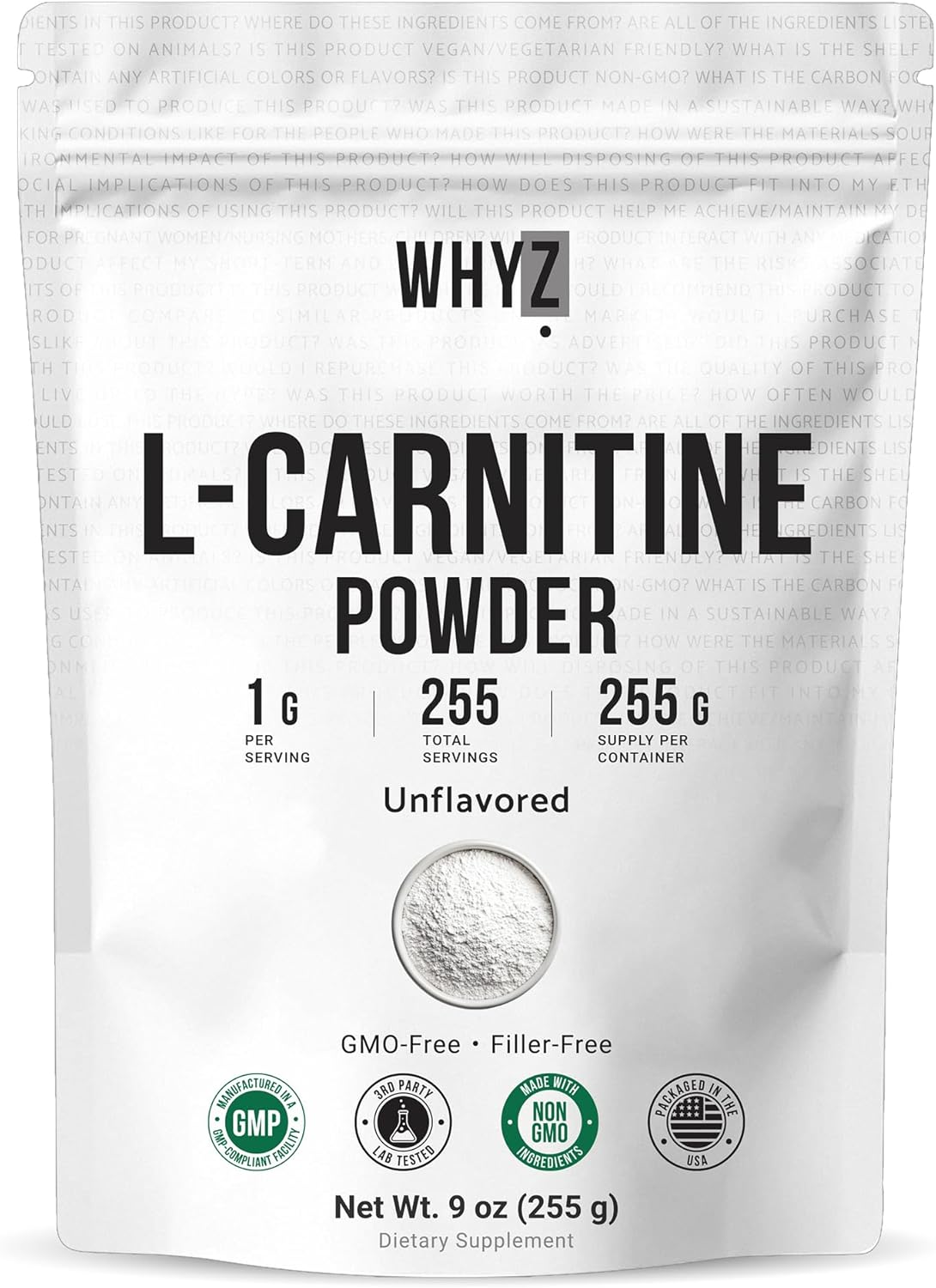 WHYZ L-Carnitine Powder Amino Acid Supplement 255g