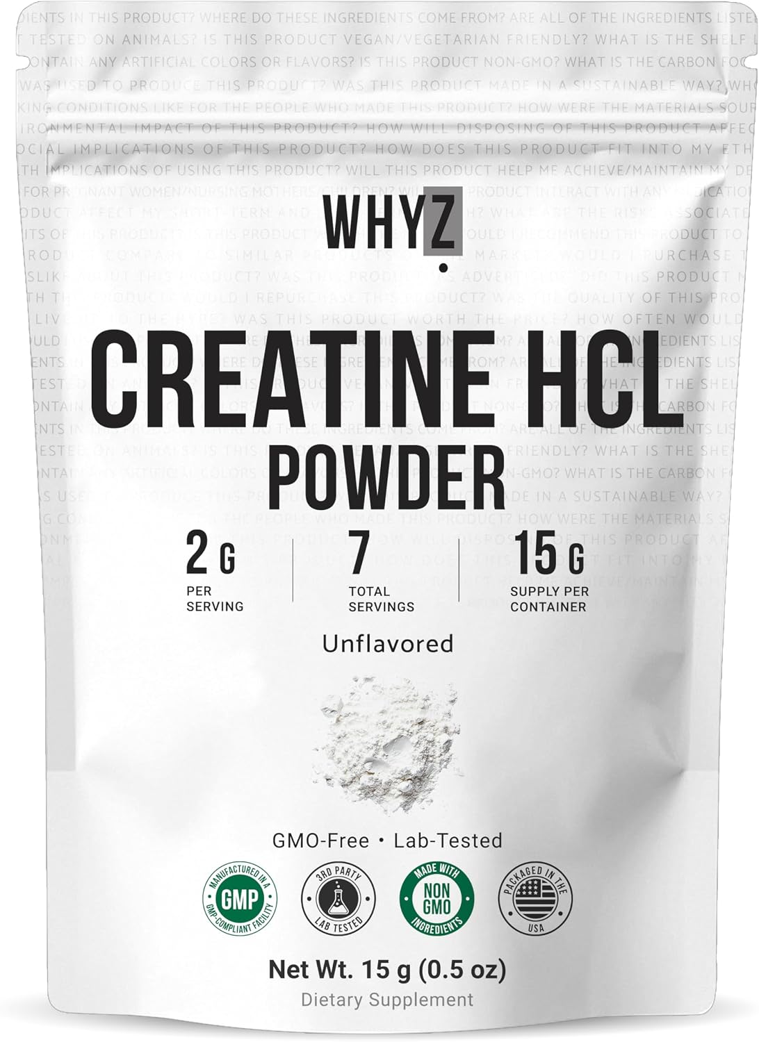 Pure Creatine HCL Powder Unflavored HCL Creatine Supplement, 15g