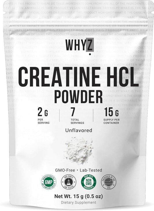 Pure Creatine HCL Powder Unflavored HCL Creatine Supplement, 15g