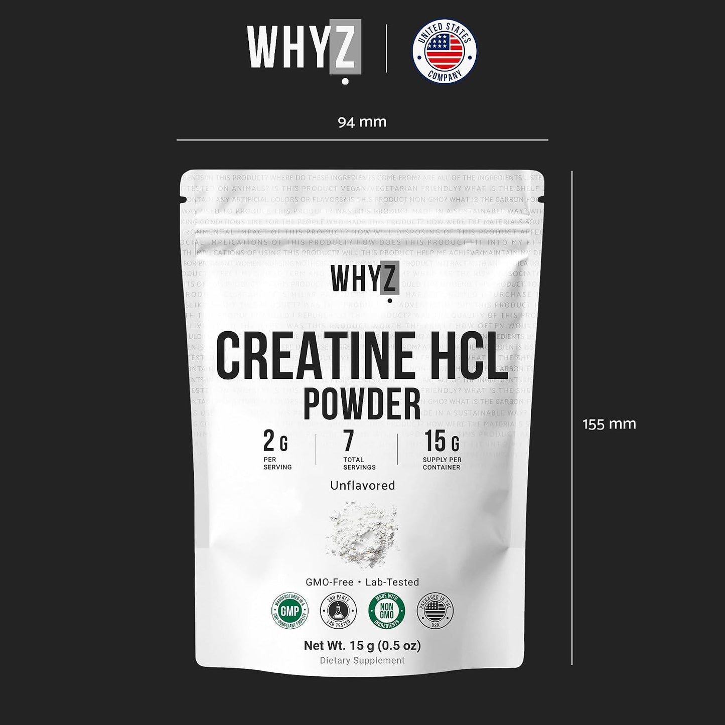 Pure Creatine HCL Powder Unflavored HCL Creatine Supplement, 15g