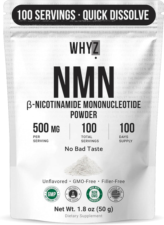 Pure NMN Powder Nicotinamide Mononucleotide Quick Dissolved NMN Supplement Powder, 50g