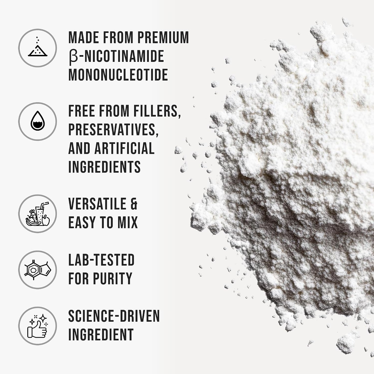 Pure NMN Powder Nicotinamide Mononucleotide Quick Dissolved NMN Supplement Powder, 50g