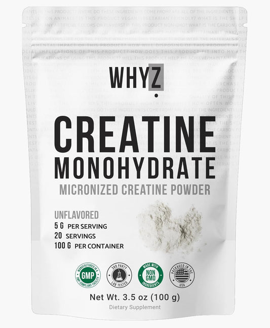 WHYZ Creatine Monohydrate Powder, Unflavored Creatine, 3.5 oz, 20 Servings