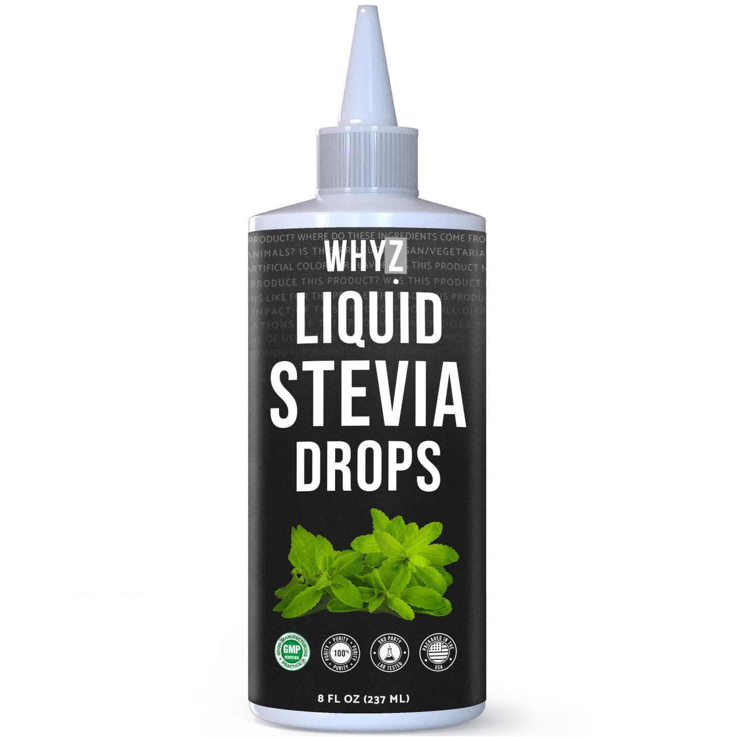 WHYZ Liquid Stevia Drops 8 fl oz, Plant-Based Zero Calorie Sweetener, Non-GMO, Gluten-Free, 1,183 Servings