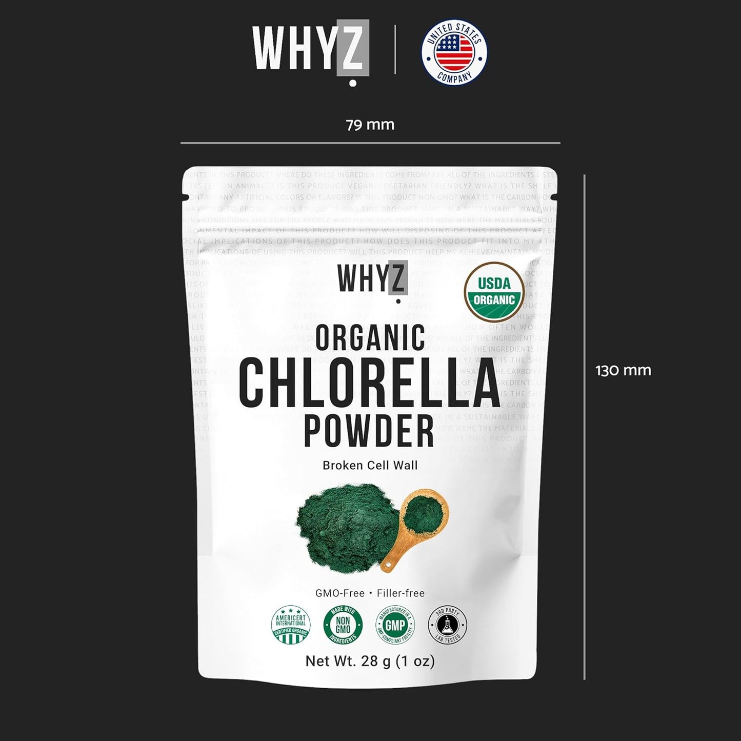 WHYZ Organic Chlorella Powder, 1 oz, 14 Servings