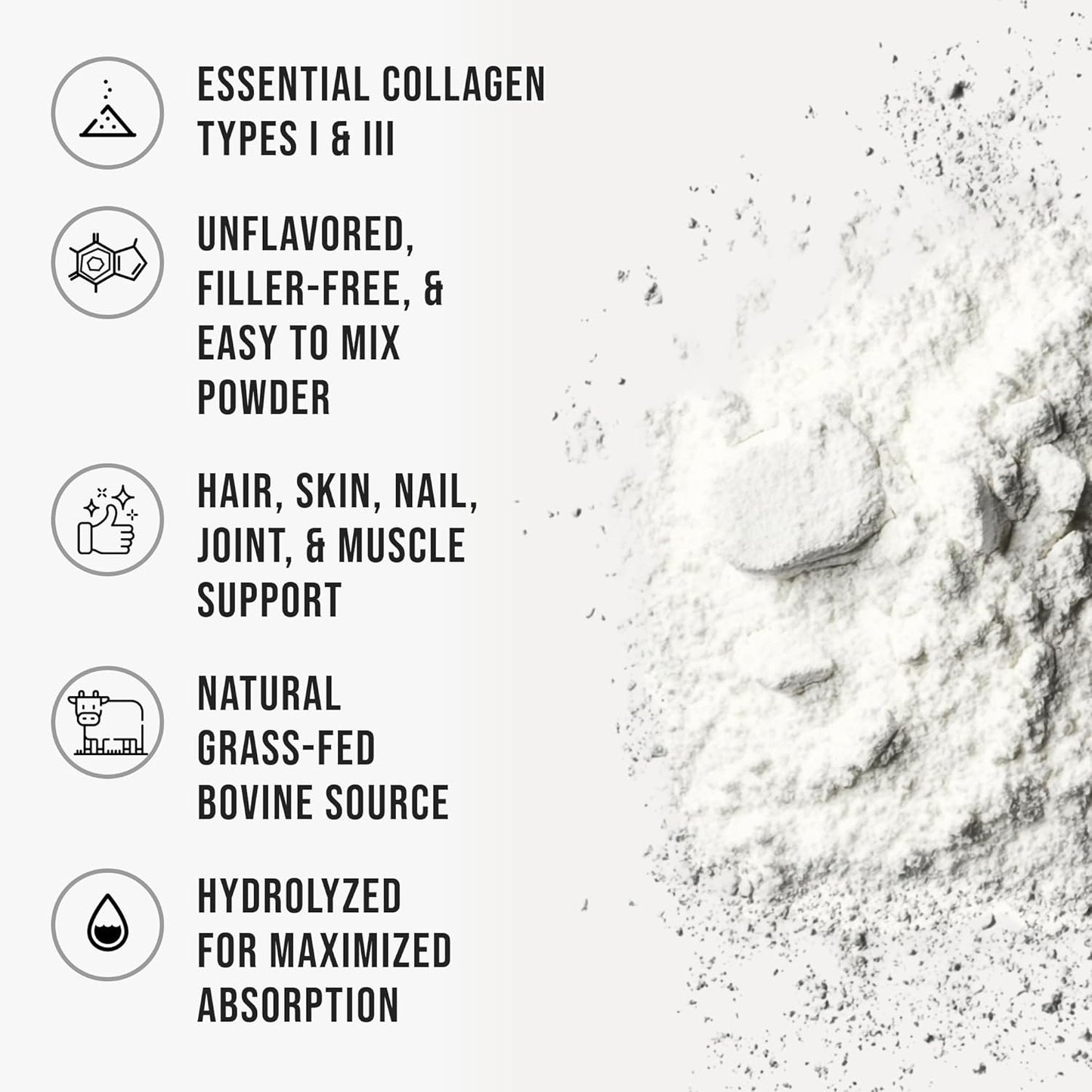 WHYZ Bovine Collagen Peptides Powder, Hydrolyzed Type I & III Protein, 1.1 kg