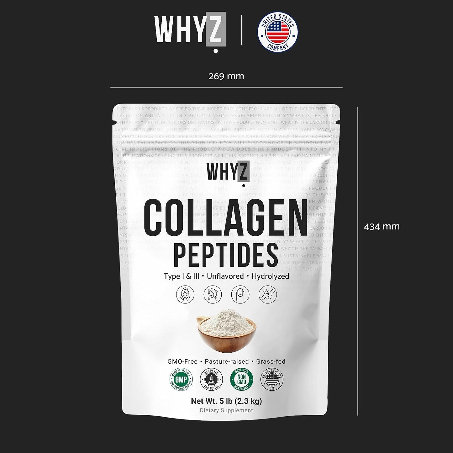 Bovine Collagen Peptides Powder, 5 lb, 2268g