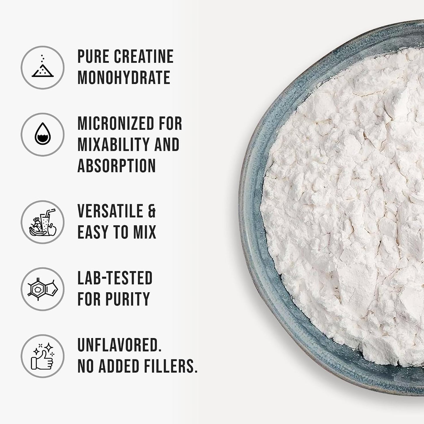 WHYZ Creatine Monohydrate Powder, Micronized, Unflavored Creatine, 20 Servings, 2268g