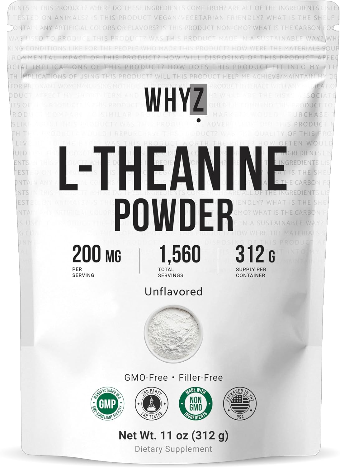 Bulk L-Theanine Powder Unflavored Pure Amino Acid Supplement Powder, 312 g