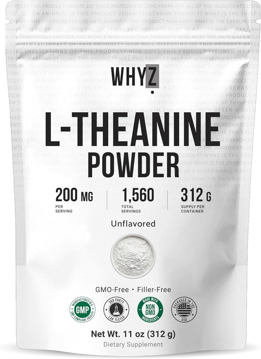 Bulk L-Theanine Powder Unflavored Pure Amino Acid Supplement Powder, 312 g