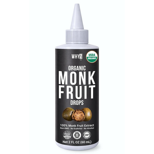 WHYZ Organic Monk Fruit Liquid Sweetener Drops, 2 oz, 227 Servings