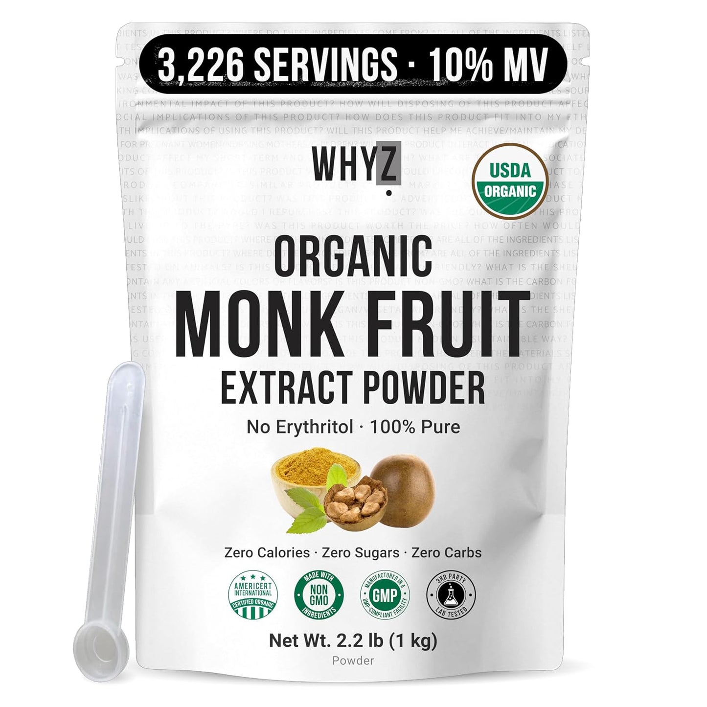 Organic Monk Fruit Extract Powder, 525g, 1693 Servings