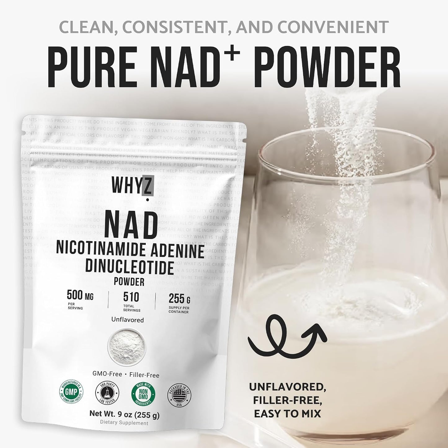 Pure NAD Powder Nicotinamide Adenine Dinucleotide Supplement, 255g
