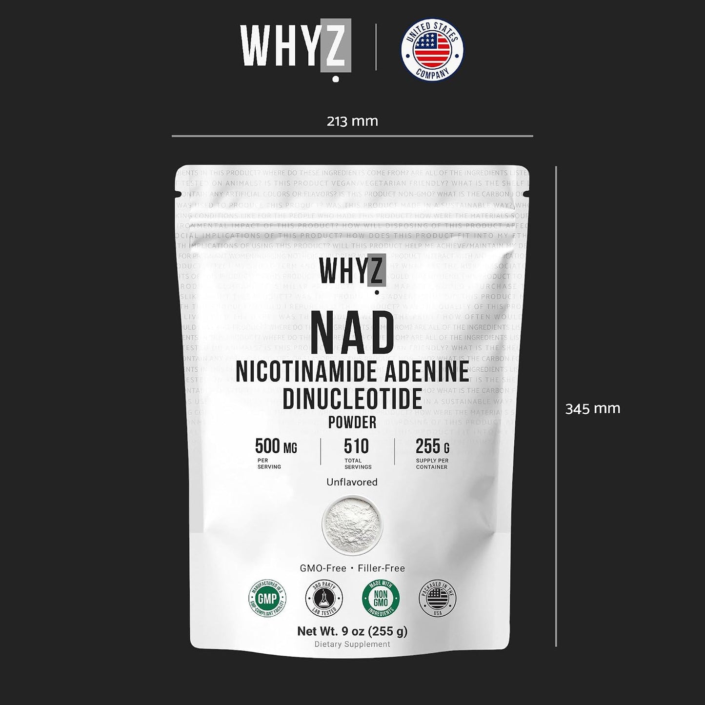 Pure NAD Powder Nicotinamide Adenine Dinucleotide Supplement, 255g