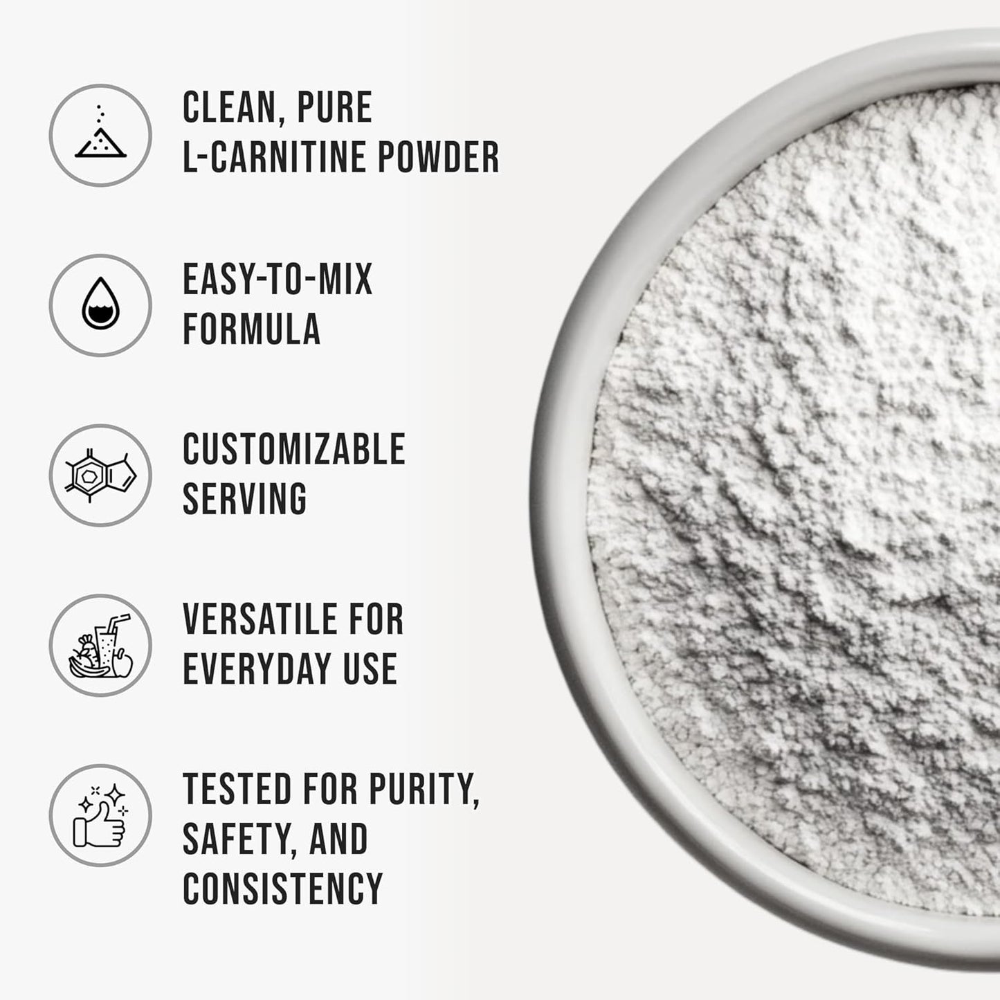 WHYZ L-Carnitine Powder Unflavored Carnitine Supplement, 255g (9 oz)