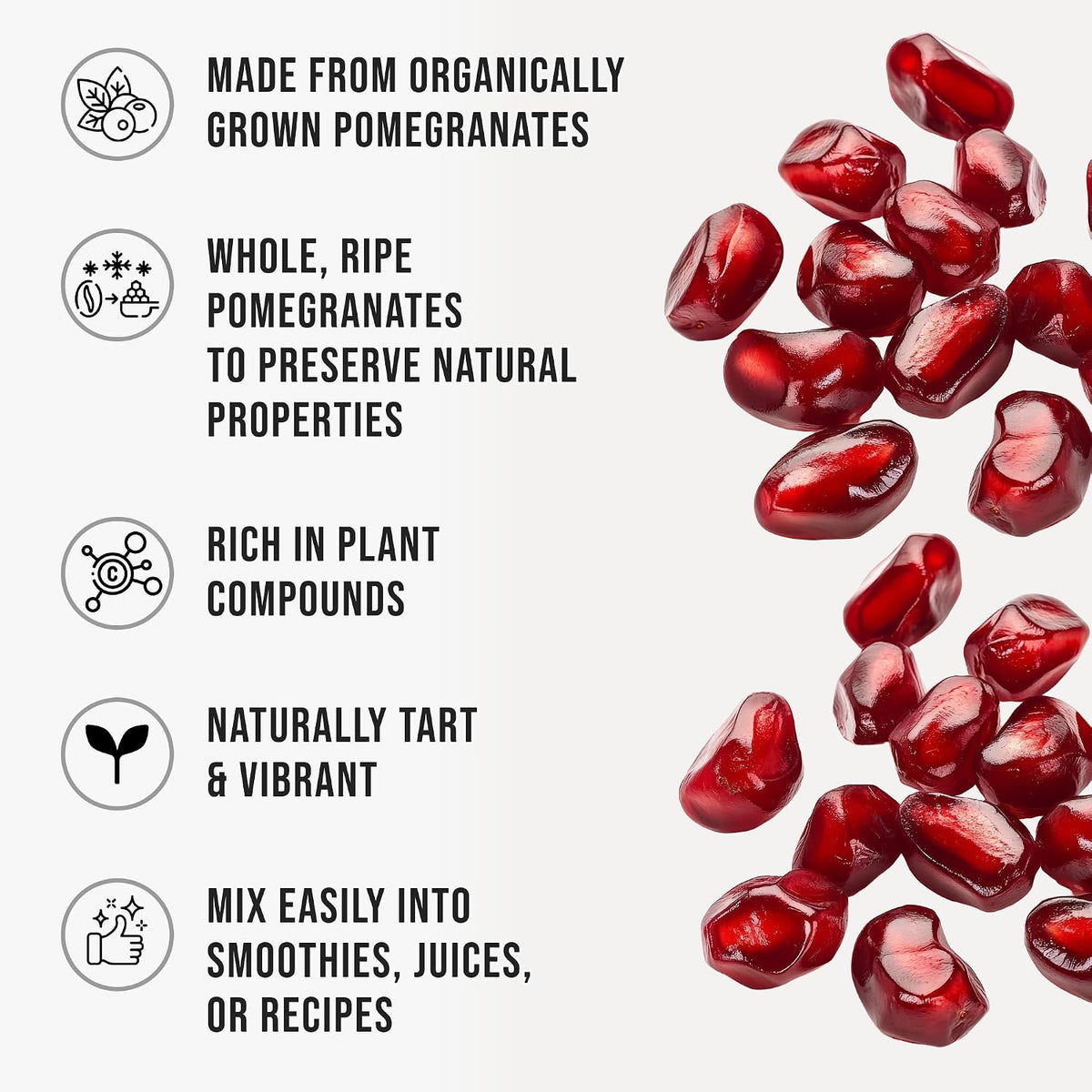 Organic Pomegranate Juice Powder Natural Superfood Unsweetened & No Additives, 525g