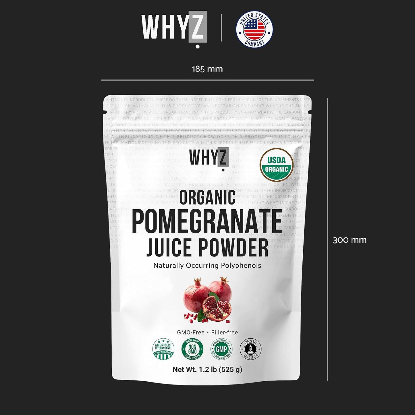 Organic Pomegranate Juice Powder Natural Superfood Unsweetened & No Additives, 525g