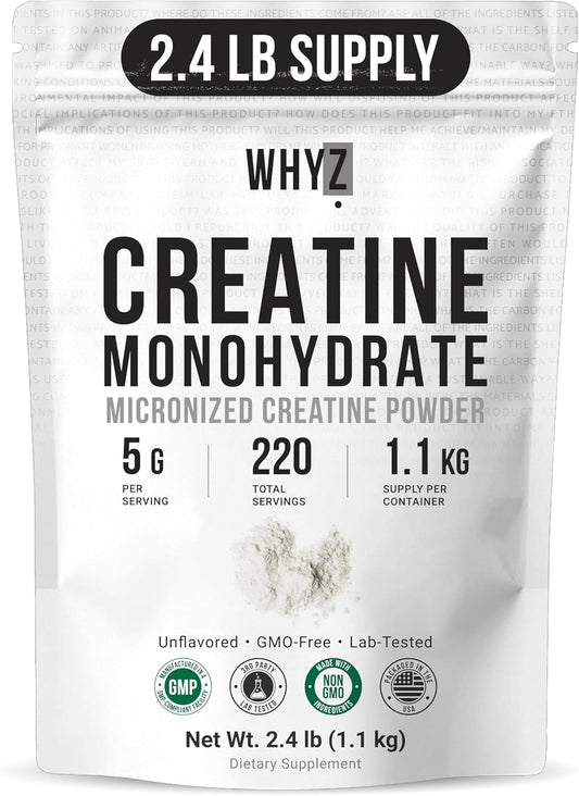 WHYZ Pure Creatine Monohydrate Powder, 2.4 lb, 1100g