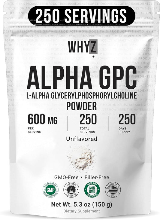 WHYZ Alpha GPC Powder Alpha-Phosphorylcholine Choline Supplement , 5.3 oz, 150g