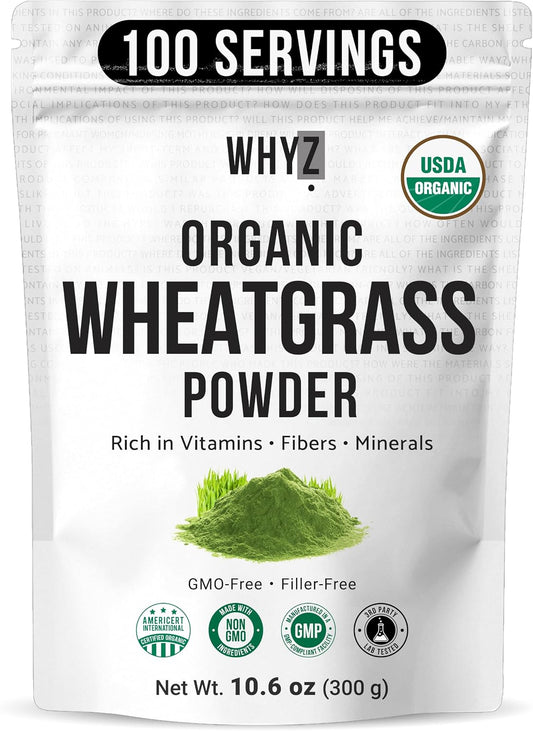 WHYZ Organic Wheat Grass Powder, 300g