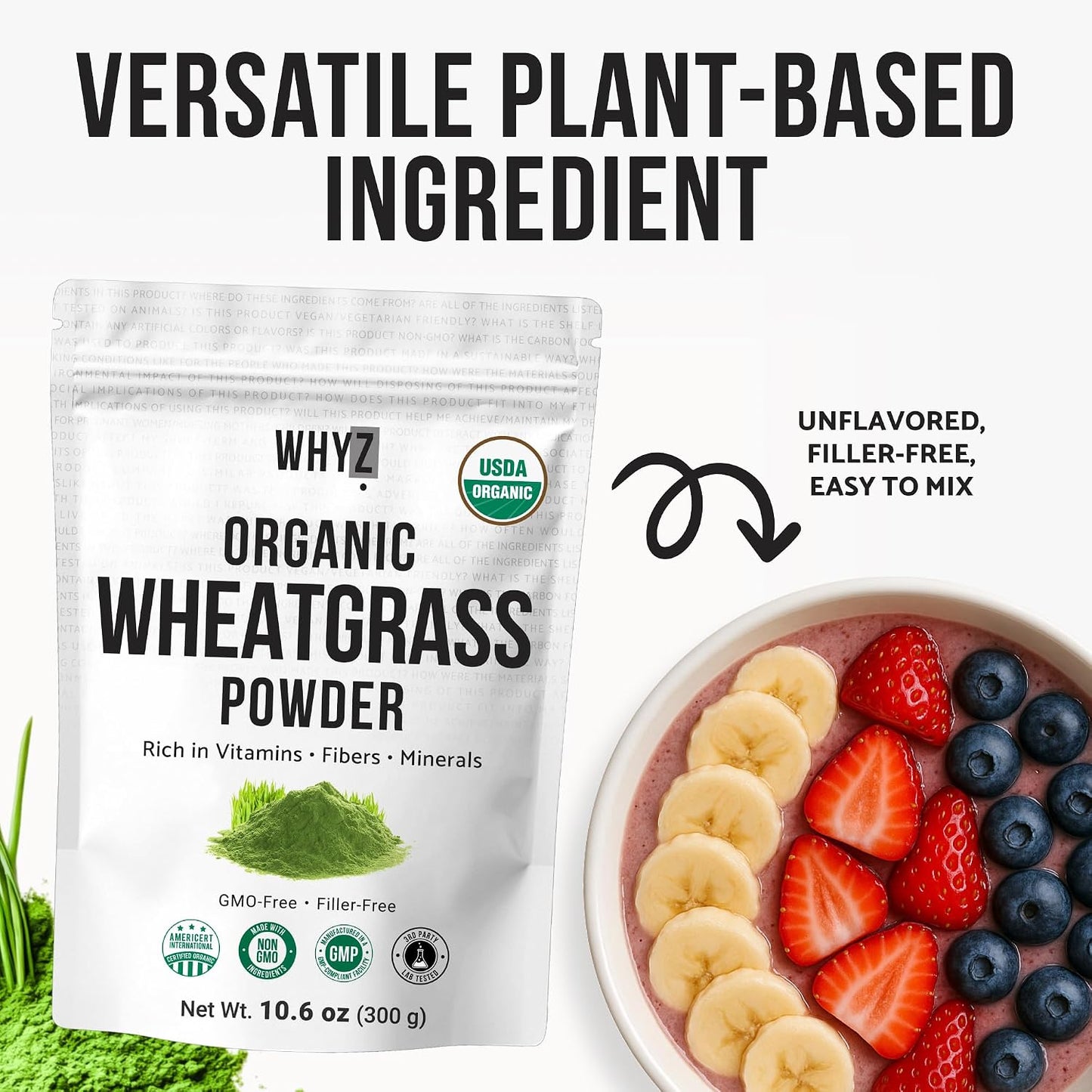 WHYZ Organic Wheat Grass Powder, 300g