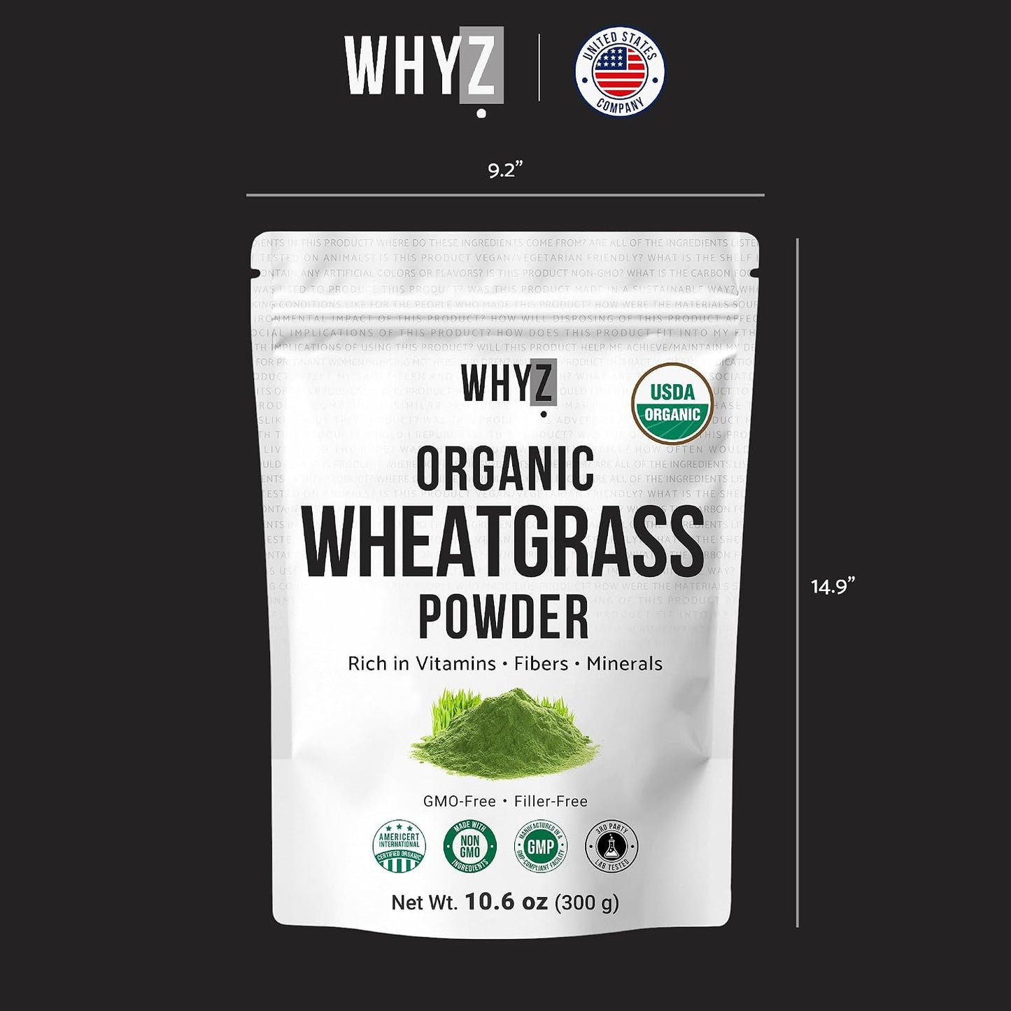 WHYZ Organic Wheat Grass Powder, 300g